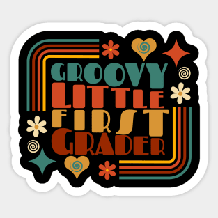 Groovy Little First Grader First Day of School Sticker